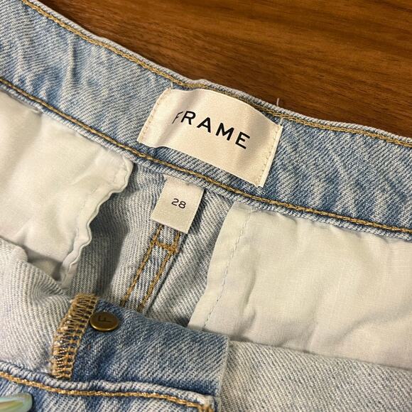 FRAME Le Bardot Light Wash Denim Front Button Patch Pocket Shorts Size 28 - Picture 5 of 5